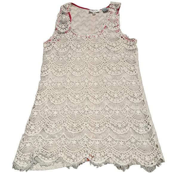 Miss Me Off White Lace Boho Tank Top - Size Small - Picture 1 of 5
